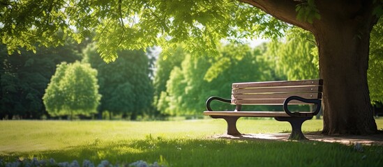 Poster - The bench in the park. Creative banner. Copyspace image