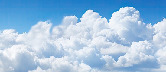 Poster - white clouds and blue sky. Creative banner. Copyspace image