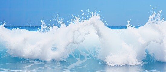 Poster - dirty white foam on a sea water surface. Creative banner. Copyspace image