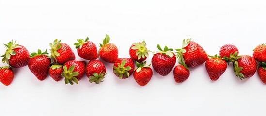 Poster - Strawberries isolated on white background. Creative banner. Copyspace image