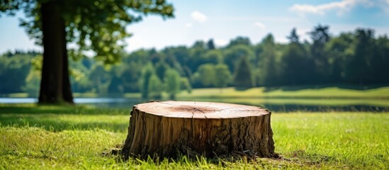 Poster - Stump in the park. Creative banner. Copyspace image
