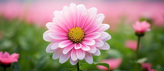 Aufkleber - Beautiful white and pink flower in natural background Center of fresh flower Close up petals Bright floral of summer in green field. Creative banner. Copyspace image