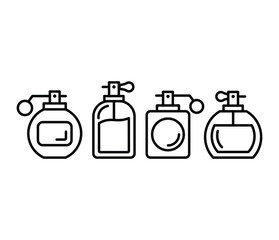 fragrance bottle icon simple line black white color flat illustration collection sets isolated