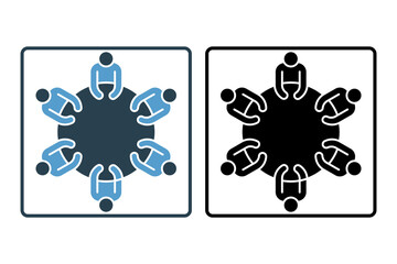 Poster - Meeting icon. icon related to action plan. suitable for web site, app, user interfaces, printable etc. solid icon style. simple vector design editable