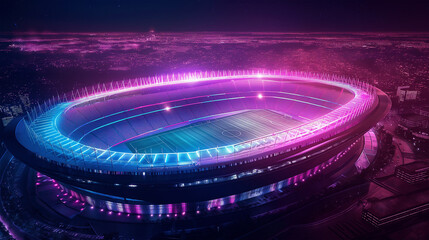 Wall Mural - The Football stadium at night with colorful isolation, Illustration