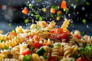 Wall Mural - Colorful Pasta Salad with Vegetables and Herbs