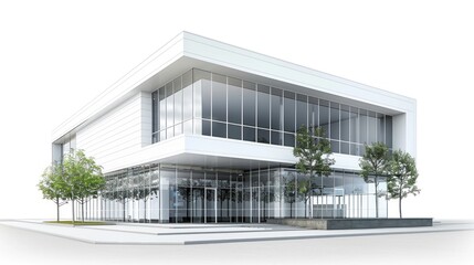 Wall Mural - modern business building on white background 