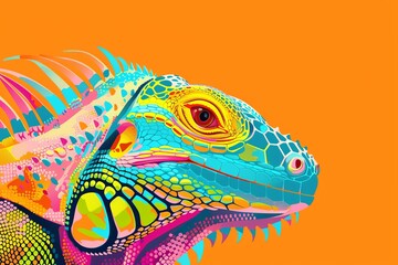 Colorful flat vector iguana