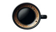 © ceren - Top view of black coffee in a black ceramic mug, isolated on transparent or white background