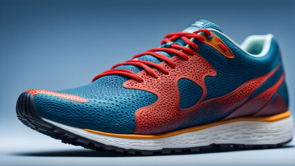 A shoe on a solid color background, sports shoes, design sense, running shoes, sports and health