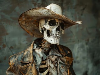 Wall Mural - Skeletal portrait, western style., generated with AI