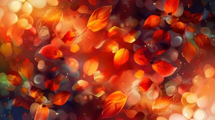 Wall Mural - Stylish, abstract visual pattern desktop background. autumn leaves., generated with AI