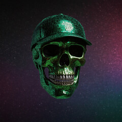 Wall Mural - Image of a skull decorated with green diamonds 6