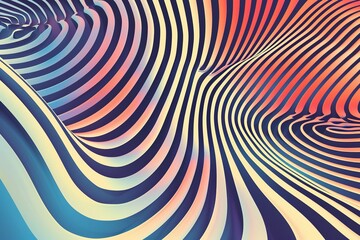 elegant warped lines colorful background. contemporary modern conceptual creative backdrop with multicolor variable width stripes. Twisted stripes optical illusion. Moire waves