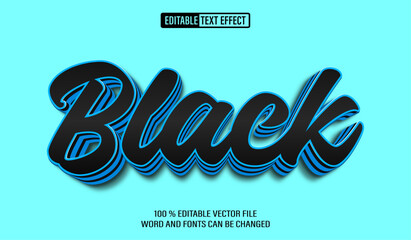 Aufkleber - Editable 3d text style effect - Black Blue text effect Template