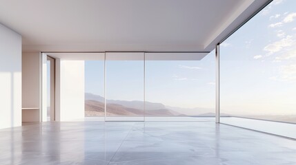 Poster - An architectural design concept using stock artificial intelligence with modern white architecture against a twilight sky.