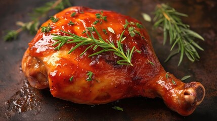 An appetizing image showcasing a succulent chicken leg the perfect addition to menus in bars restaurants and shops