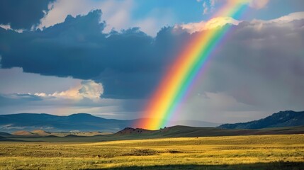 Sticker - A rainbow emerges after a storm, arching across the sky as a symbol of hope and renewal.