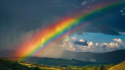 Sticker - A rainbow emerges after a storm, arching across the sky as a symbol of hope and renewal.