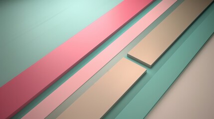 Aufkleber - Abstract composition of pastel-colored geometric stripes arranged on a minimal background, showcasing modern and clean design.
