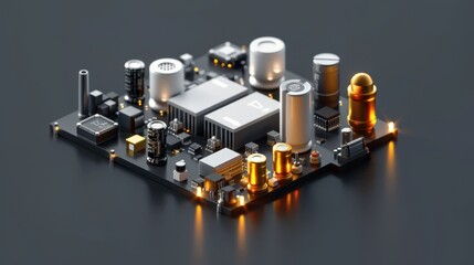 Aufkleber - Close-up of a detailed electronic circuit board featuring various components, showcasing intricate design and advanced technology.
