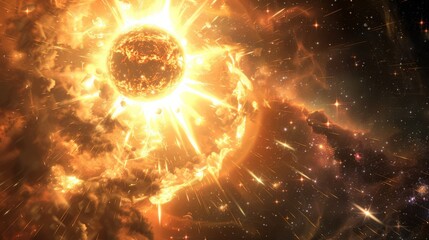 a simulation depicts the effects of a supernova explosion on nearby star systems.