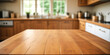 © PREM - Wooden table top on blur modern kitchen interior background