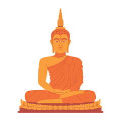 Vector Big Buddha Statue Cartoon Illustration Isolated