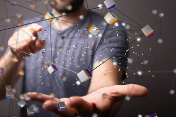 Poster - Technology background. Big data concept. Binary