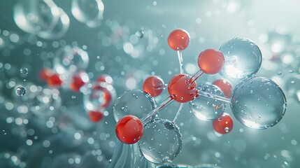 Poster - An illustration shows the chemical bonding in a water molecule, H2O.