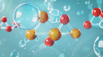 Poster - An illustration shows the chemical bonding in a water molecule, H2O.