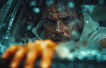 Poster - The burglar is inside the car, sitting in front of