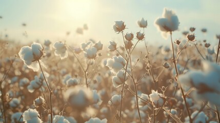 Poster - Capture the simplicity of an organic cotton field. The cotton plants are grown without synthetic fertilizers or pesticides, resulting in pure, sustainable textiles.