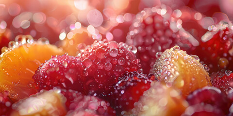 Wall Mural - Close-up of fresh fruit with drops