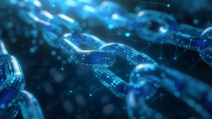 Poster - Create an image of a digital currency transaction taking place securely over a blockchain network.