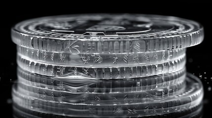 Poster - X-ray scan of a stack of coins, revealing the metal composition and any hidden details.