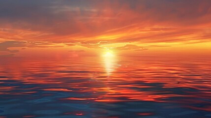 Canvas Print - Illustrate a serene sunset background over a tranquil ocean, with warm colors reflecting on the water.