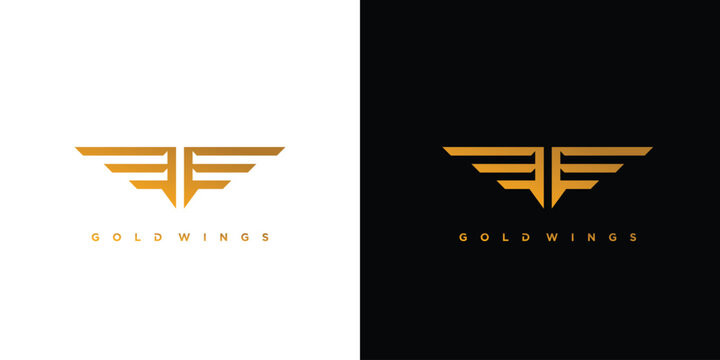 Modern and strong  Golden wings logo design