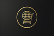 © Renata Hamuda - A gold logotype of shopping cart with a globe on it in the circle on black background