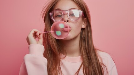 Poster - The Girl Blowing Bubblegum