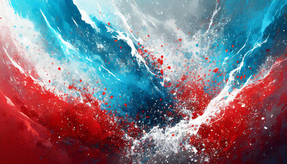 abstract background of dust and paint with the colors of the usa flag, patriotic background for celebrating independence day, president's day and elections