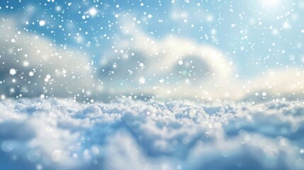 Poster - soft, white snow gently drifting down from a serene sky, reminiscent of a classic winter postcard scene.