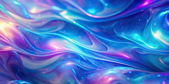 Blue and purple abstract background with iridescent holographic design , vibrant, colorful, digital art, shiny