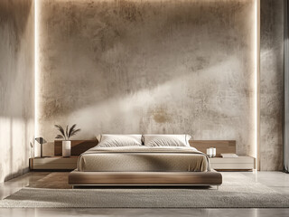 Wall Mural - Modern bedroom with space for customization Empty wall for text or logo