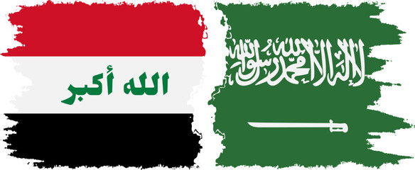 Wall Mural - Saudi Arabia and Iraq grunge flags connection vector