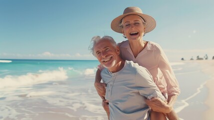 Poster - The senior couple at beach