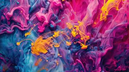 Wall Mural - Ink swirling in water Vibrant paint splash in an abstract colorful backdrop