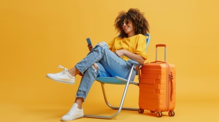 Poster - The woman with orange luggage