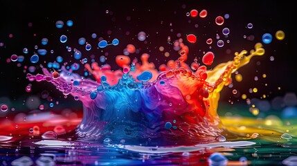 Wall Mural - Sparkling Light Design: An Artful Paint Splash Colourful 8K Desktop Wallpaper- 