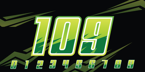 Canvas Print - racing number 109 logo design, with gradient light green for racing, motorsport and racing jerseys